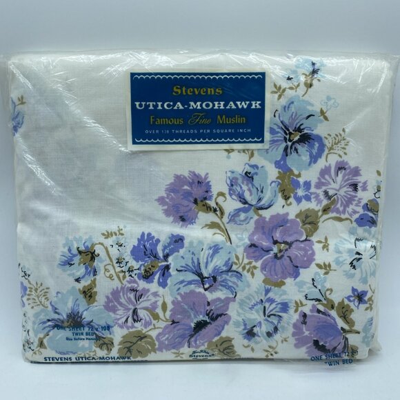 Stevens Utica Mohawk Twin Flat Sheet Queen Marie Pattern Floral Cotton USA Made - Picture 16 of 16